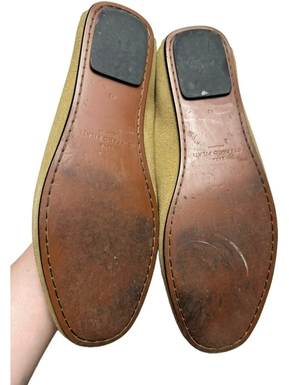 Zara Stefano Pilati Women’s Suede Leather Loafers Flats Brown Tan US 11 EU 42